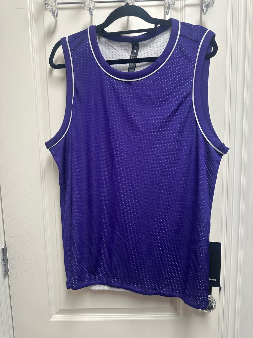 Men’s NWT Lululemon Purple - grey reversible Mesh Basketball Jersey White Trim
